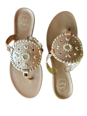 Jack Rogers Metallic Taupe Gillian Medallion Sandals